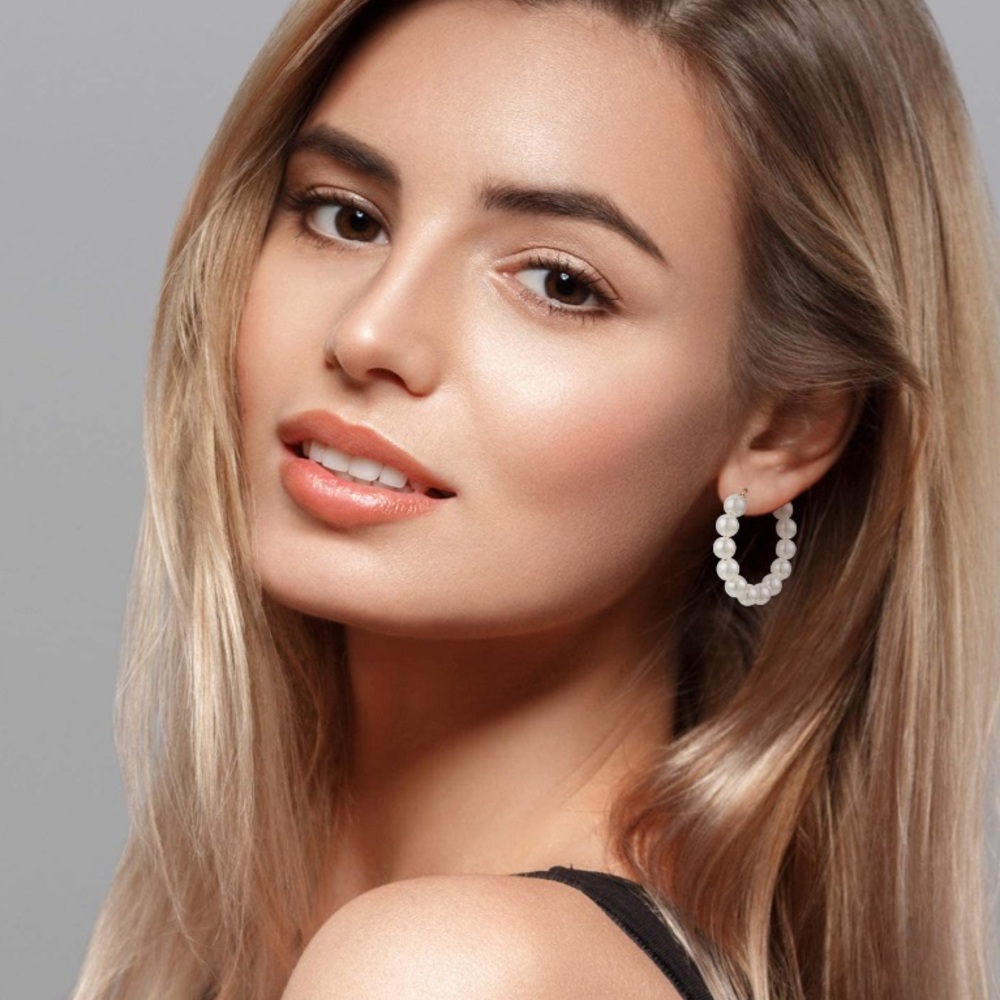 Small Pearl Hoop Earrings